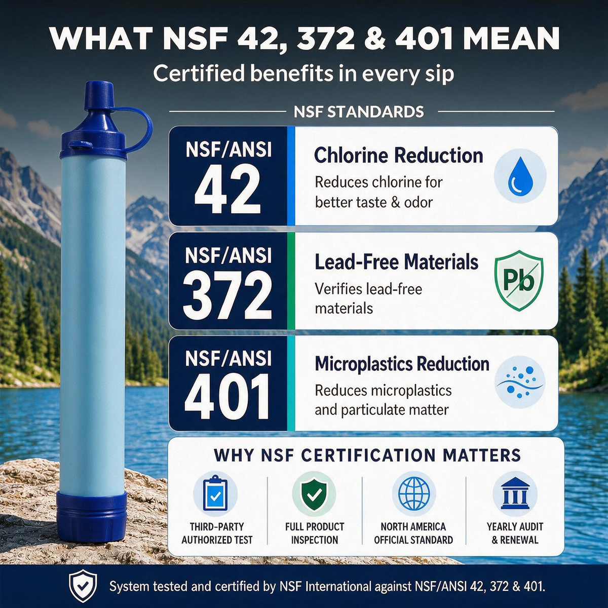 Portable Water Filter Straw – NSF Certified Survival Filtration System