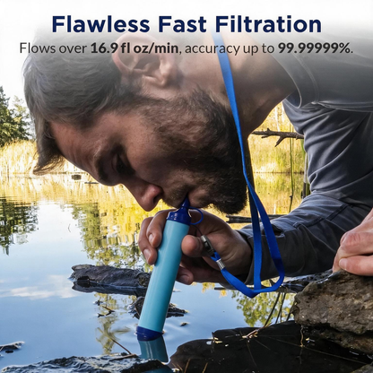 Portable Water Filter Straw – NSF Certified Survival Filtration System