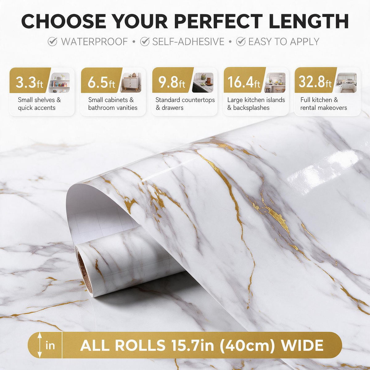 Matte Marble Contact Paper – Peel & Stick Waterproof Vinyl Wrap