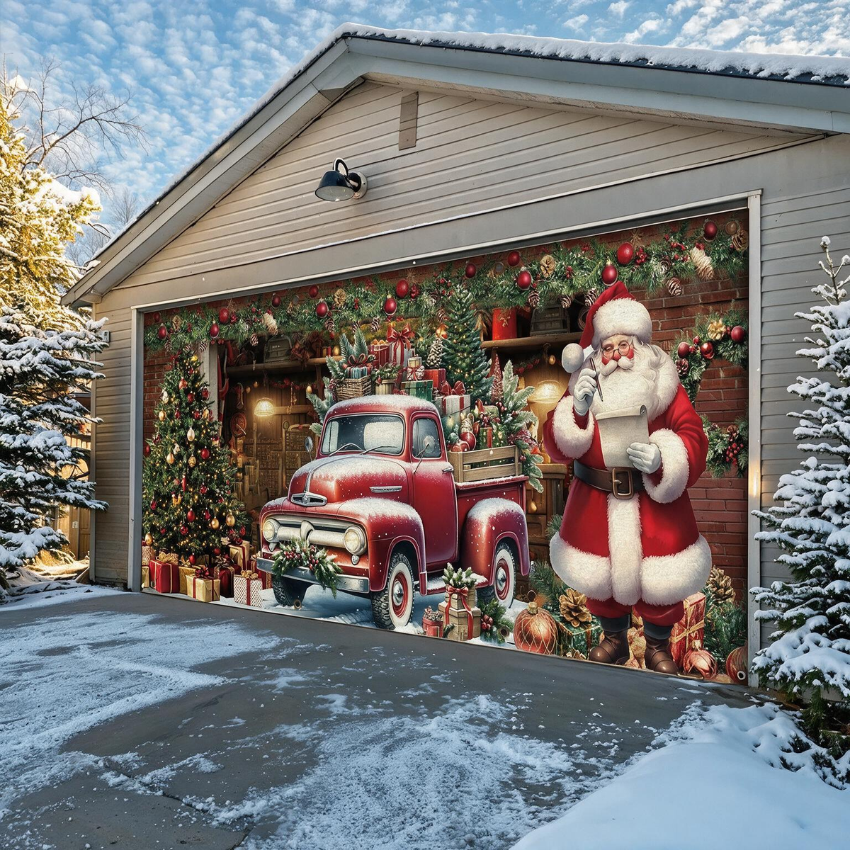 Christmas Garage Door Banner – 10 Festive Designs, Instant Holiday Curb Appeal