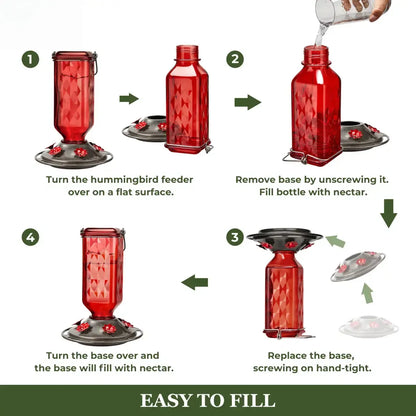 Hummingbird Feeder for Outdoor Hanging – 24oz, 6 Feeding Ports, Ant Moat Included