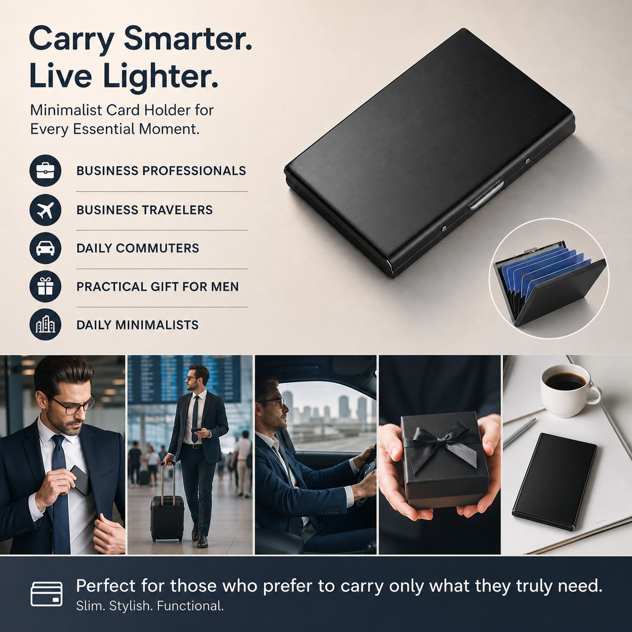 RFID Blocking Metal Card Holder – Slim Stainless Steel Wallet