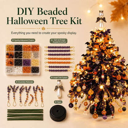 DIY Beaded Halloween Tree Kit – Glowing Handmade Decor with Fairy Lights