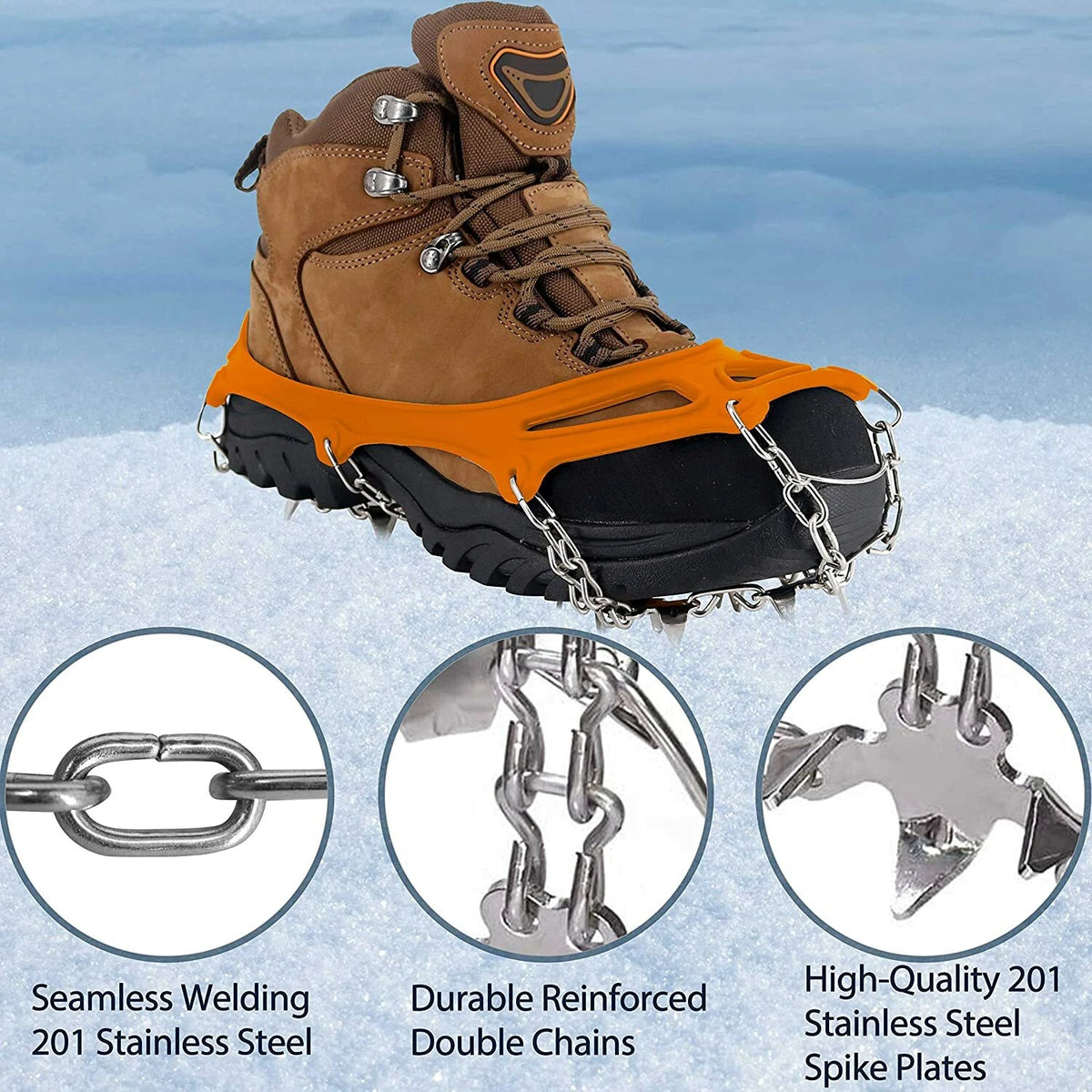 10-Spike Stainless Steel Crampons – Anti-Slip Ice Cleats