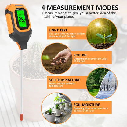 4 in 1 LCD Digital Soil pH Meter Tester for Garden Use