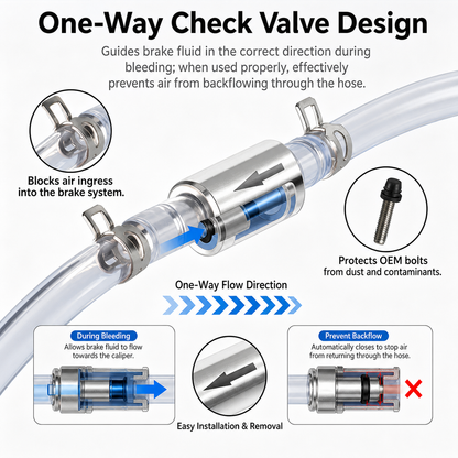 Universal Brake Bleeder Kit with One-Way Check Valve