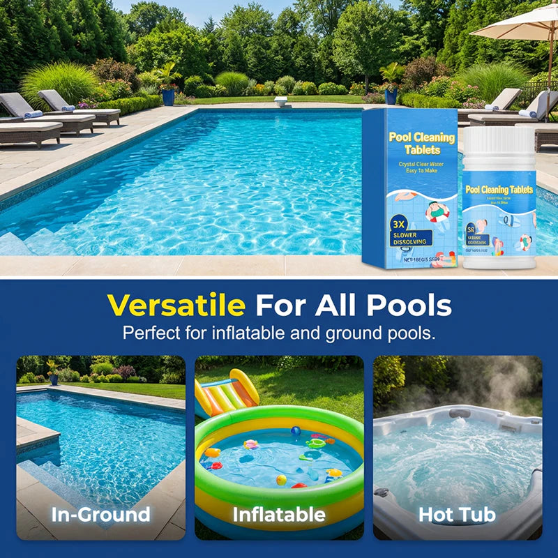 Crystal Clear Pool  Cleaner Long-Lasting Cleaning Tablets