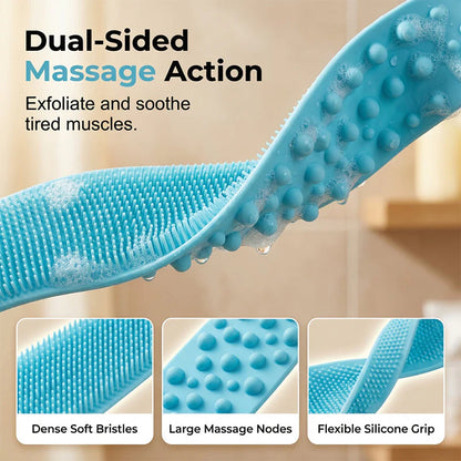 2PCS Double-Sided Silicone Back Scrubber - Long Exfoliating Bath Brush