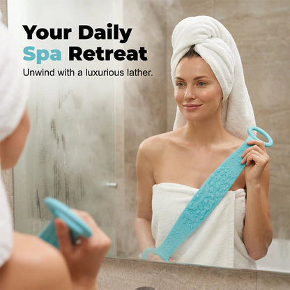 2PCS Double-Sided Silicone Back Scrubber - Long Exfoliating Bath Brush