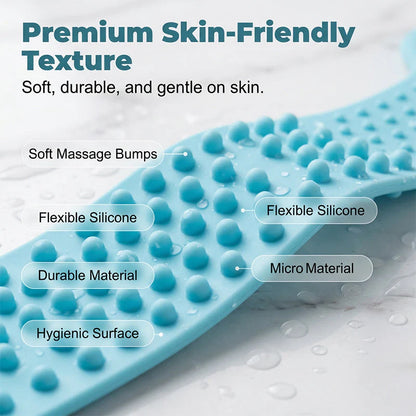 2PCS Double-Sided Silicone Back Scrubber - Long Exfoliating Bath Brush
