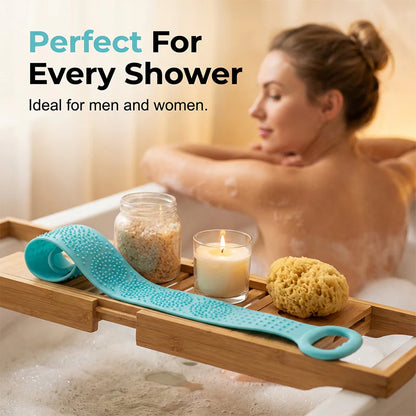 2PCS Double-Sided Silicone Back Scrubber - Long Exfoliating Bath Brush