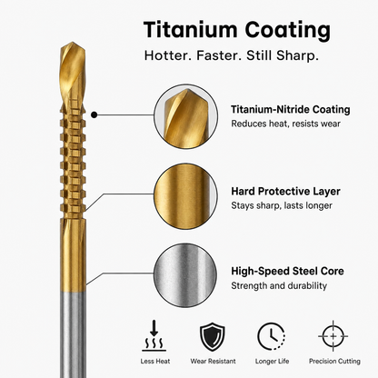 Titanium HSS Serrated Drill Bit Set – 6-Pack, 3–8mm, Fast Chip Removal