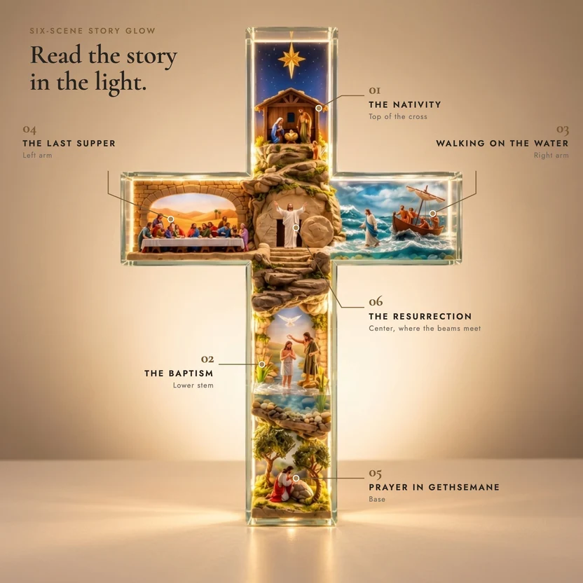 Story of Jesus Light-Up Cross|The whole Gospel story, in one glowing cross