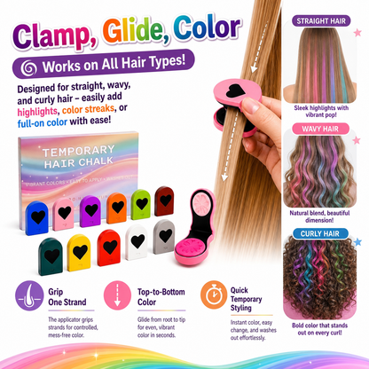 Washable Hair Chalk for Girls – 12-Color Temporary Hair Dye