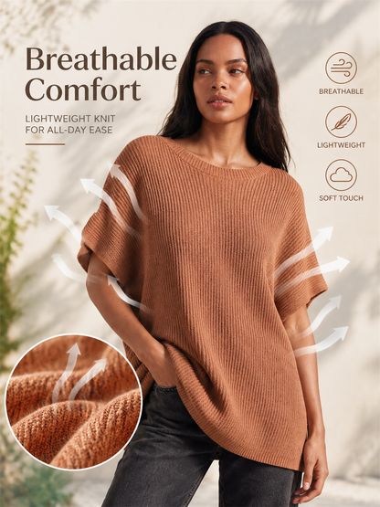 The Liora Crewneck Short-Sleeve Knit Tunic