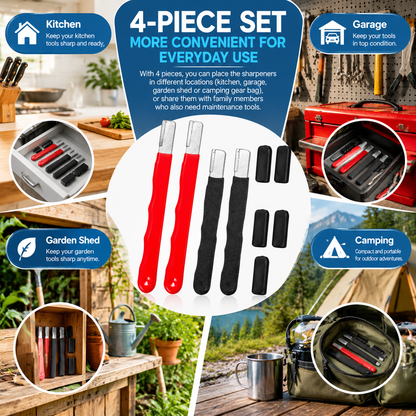 4-Pack Carbide Blade Sharpener – Portable Garden Tool & Knife Sharpener