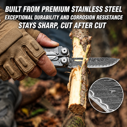 28-in-1 Stainless Steel Multitool with Self-Locking Pliers