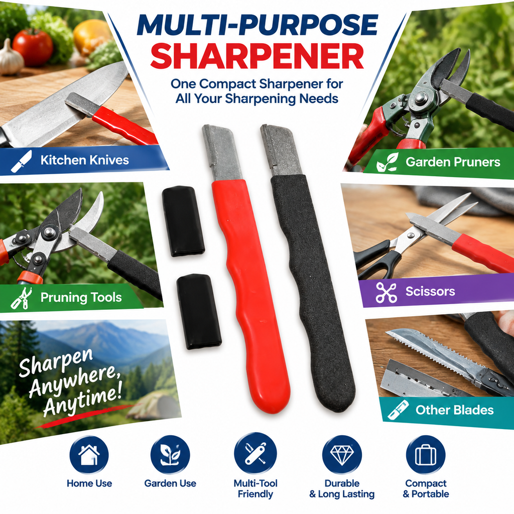 4-Pack Carbide Blade Sharpener – Portable Garden Tool & Knife Sharpener